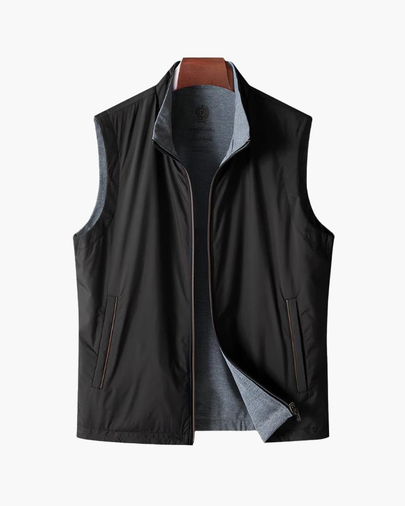 Luka | Slim-Fit Bodywarmer Black Zip-Up Vest Black