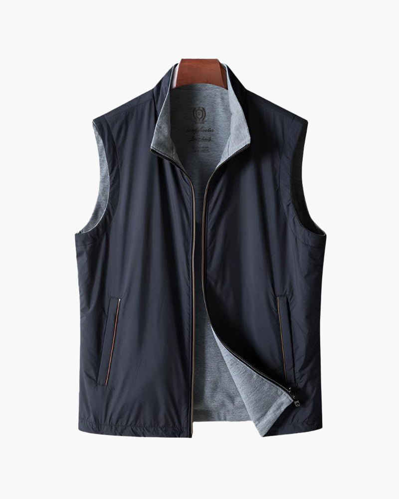 Luka | Slim-Fit Bodywarmer Black Zip-Up Vest Marineblue