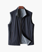 Luka | Slim-Fit Bodywarmer Black Zip-Up Vest Marineblue
