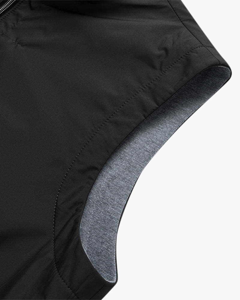 Luka | Slim-Fit Bodywarmer Black Zip-Up Vest