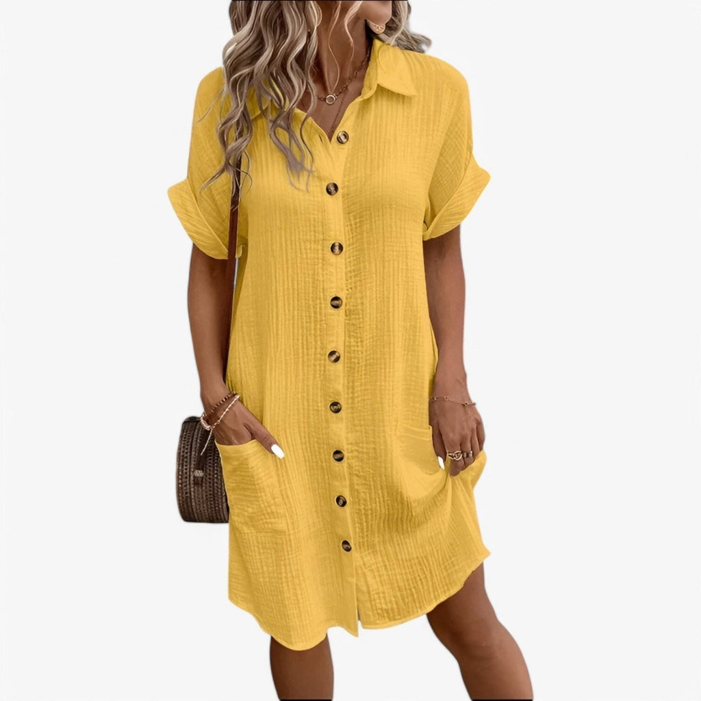 Olivia Summer Dress – Elegant Fabric Blend with Comfort & Style Yellow