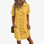 Olivia Summer Dress – Elegant Fabric Blend with Comfort & Style Yellow