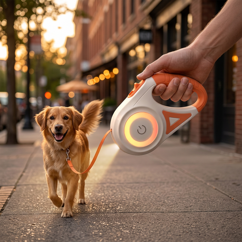 Light-Up Dog Leash with Flashlight – LED Dog Leash up to 16 ft, Visible at Night, 3 Colors – GlowGuard