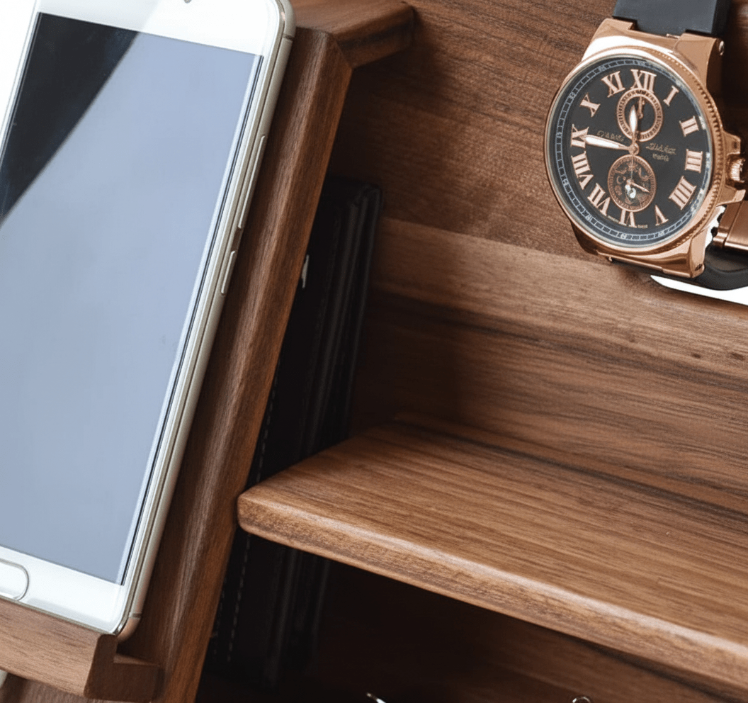 Desk Organizer – Wooden Desk Organizer & Docking Station for Phone, Glasses & Watch