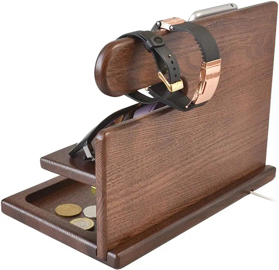 Desk Organizer – Wooden Desk Organizer & Docking Station for Phone, Glasses & Watch