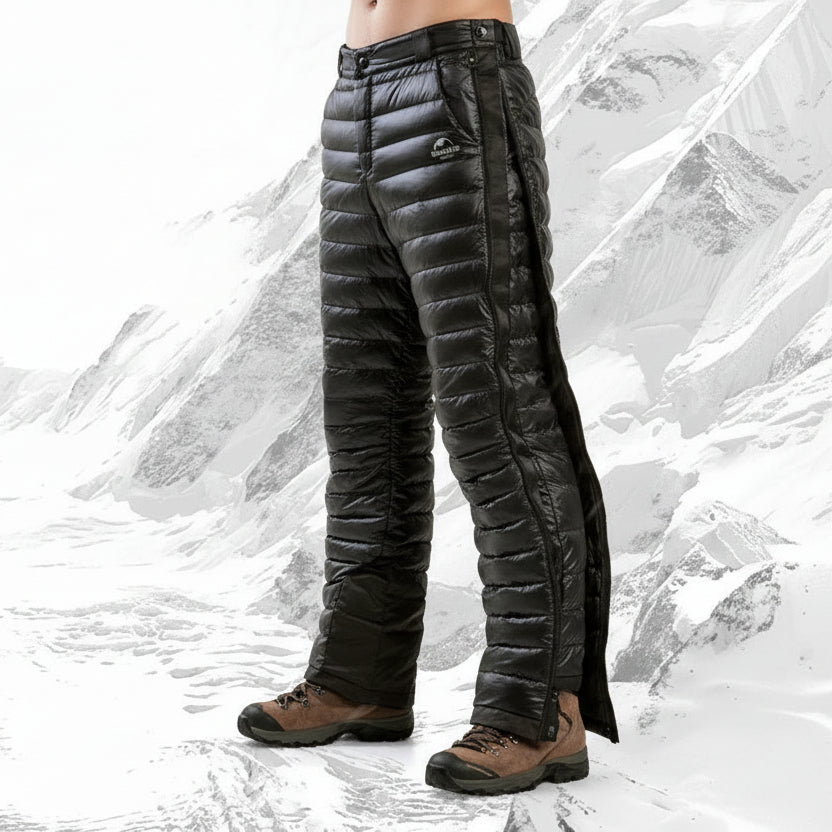 Outdoor Thermal Goose Down Pants Zipper Camping Hiking Skiing Trousers