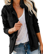 Windbreaker for Women – Oversized Korean Style with Many Pockets Black