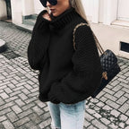 Women's Oversized Knit Sweater | Turtleneck black