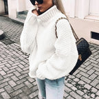 Women's Oversized Knit Sweater | Turtleneck white