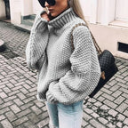 Women's Oversized Knit Sweater | Turtleneck grey