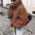 Women's Oversized Knit Sweater | Turtleneck brown