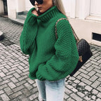 Women's Oversized Knit Sweater | Turtleneck green