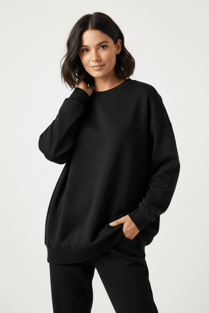 Women's Oversized Warm Sweater with Round Neck | Long