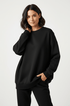 Women's Oversized Warm Sweater with Round Neck | Long