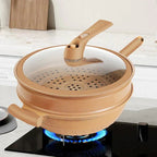Multifunctional Wok Pan with Nonstick Coating – Nonstick Wok for Stir Fry, Steaming & Simmering, Less Oil – CookFlex