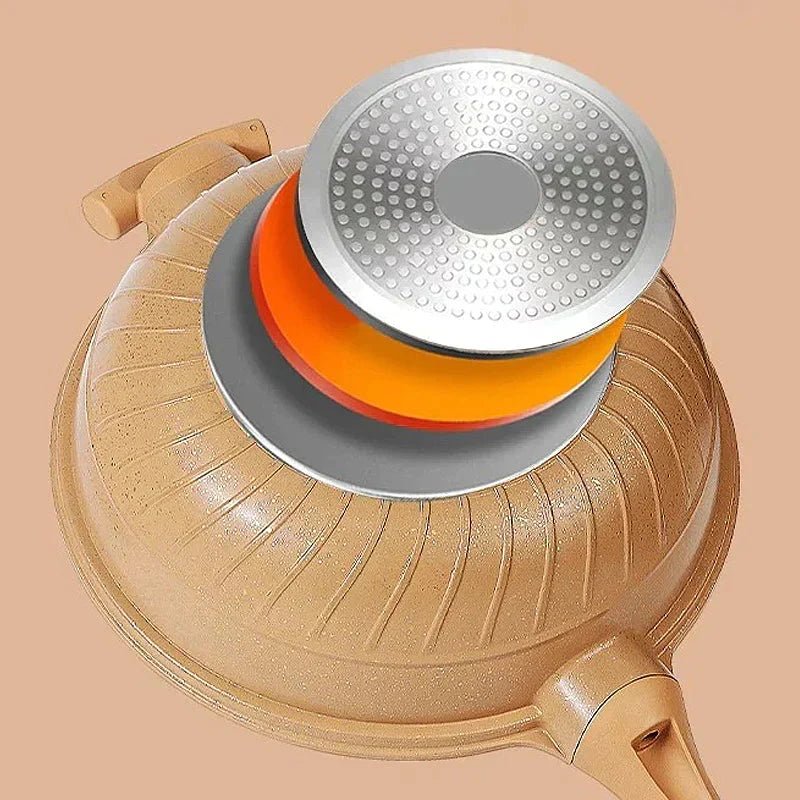 Multifunctional Wok Pan with Nonstick Coating – Nonstick Wok for Stir Fry, Steaming & Simmering, Less Oil – CookFlex