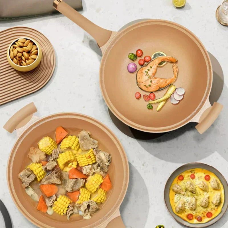 Multifunctional Wok Pan with Nonstick Coating – Nonstick Wok for Stir Fry, Steaming & Simmering, Less Oil – CookFlex