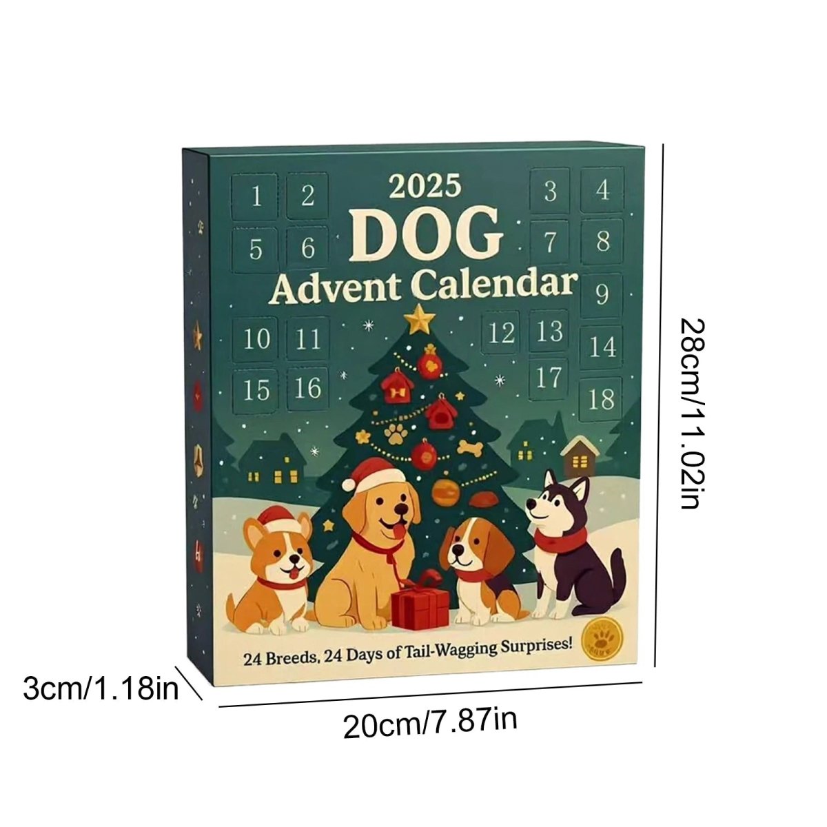 Dog Advent Calendar with 24 Toys – Christmas Countdown for Dogs with Plush & Rubber Toys, No Treats