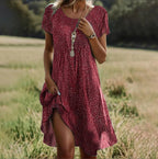 Pasha | Women's Summer Dress with Colorful Floral Print and Short Sleeves 4