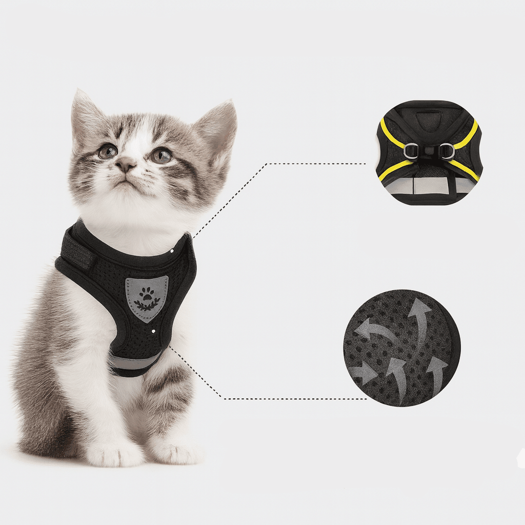 Reflective Cat Harness and Leash – Adjustable Breathable Mesh Harness for Cats & Kittens, XS-XL, 4 Colors