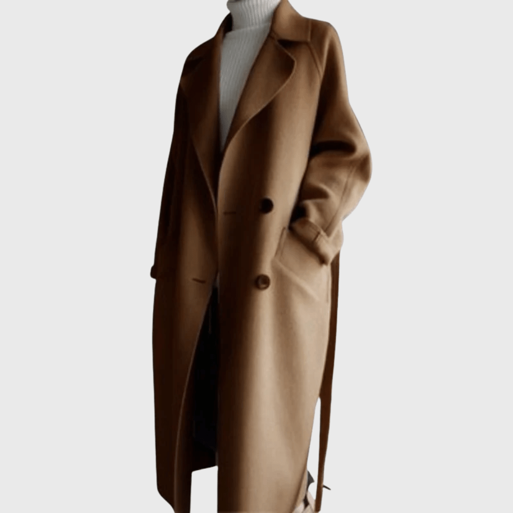 Ēden | Women’s Coat | Longline Belted Waist Brown