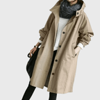 Bersh | Women’s Coat | Trench Longline Hooded Light Brown