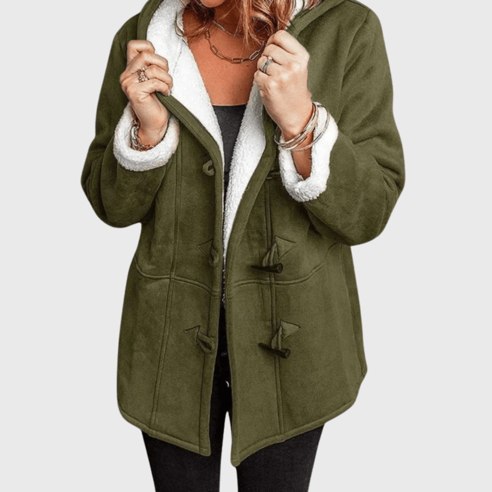 Sephira | Women’s Jacket | Hooded Neckline with Front Toggle Fastenings Green