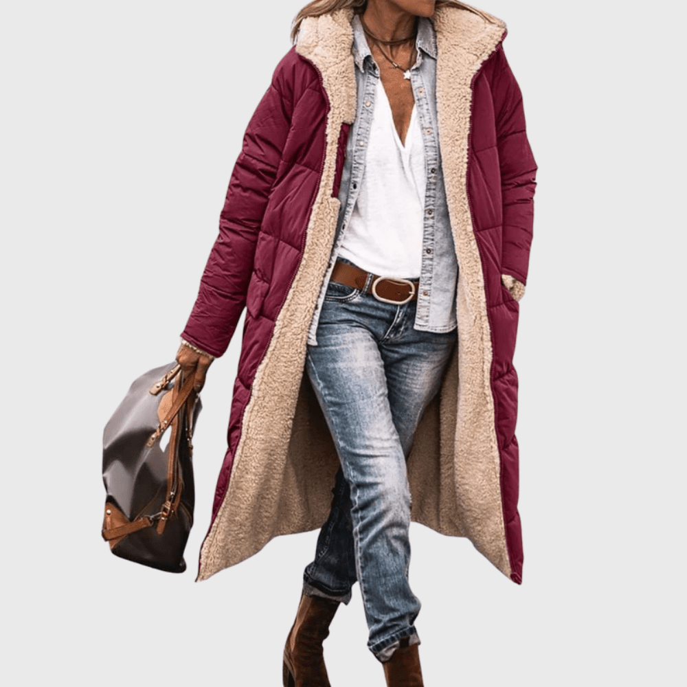 Tasana | Women’s Coat | Reversible Design Dark Red