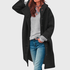 Inspire | Women’s Coat | Button Hooded Longline Black