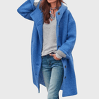 Inspire | Women’s Coat | Button Hooded Longline Blue