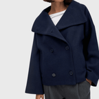 Parsha | Women’s Coat | Cropped Double Breasted Navy Blue