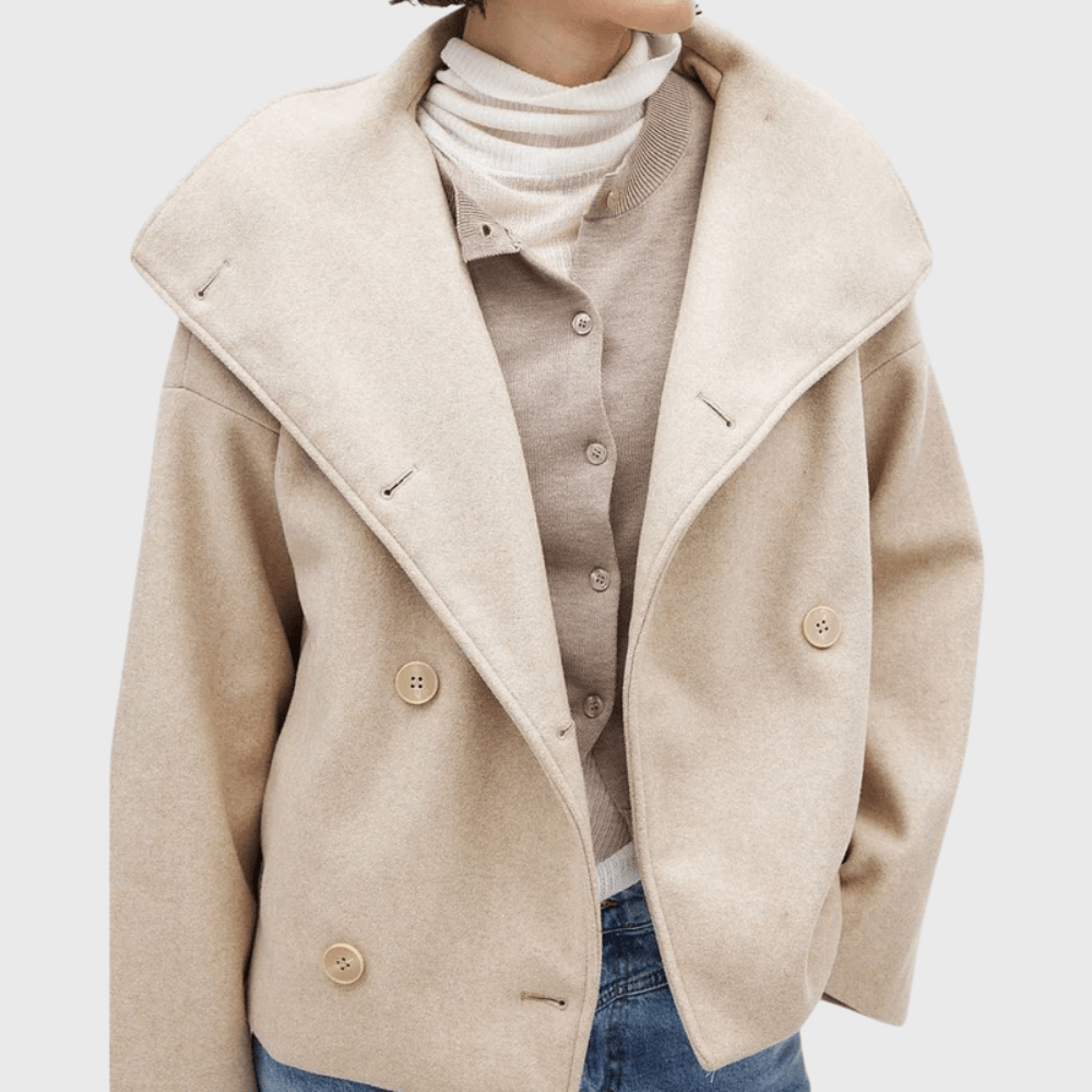 Parsha | Women’s Coat | Cropped Double Breasted Beige