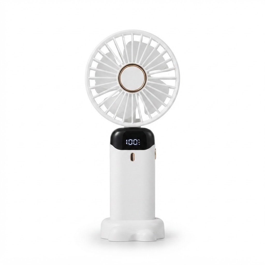 Portable Handheld Fan – 5000mAh Rechargeable Mini Fan, 90° Foldable, 5 Speeds, LED Digital Display, USB Personal Air Cooler 1