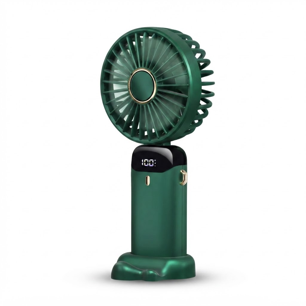 Portable Handheld Fan – 5000mAh Rechargeable Mini Fan, 90° Foldable, 5 Speeds, LED Digital Display, USB Personal Air Cooler 2