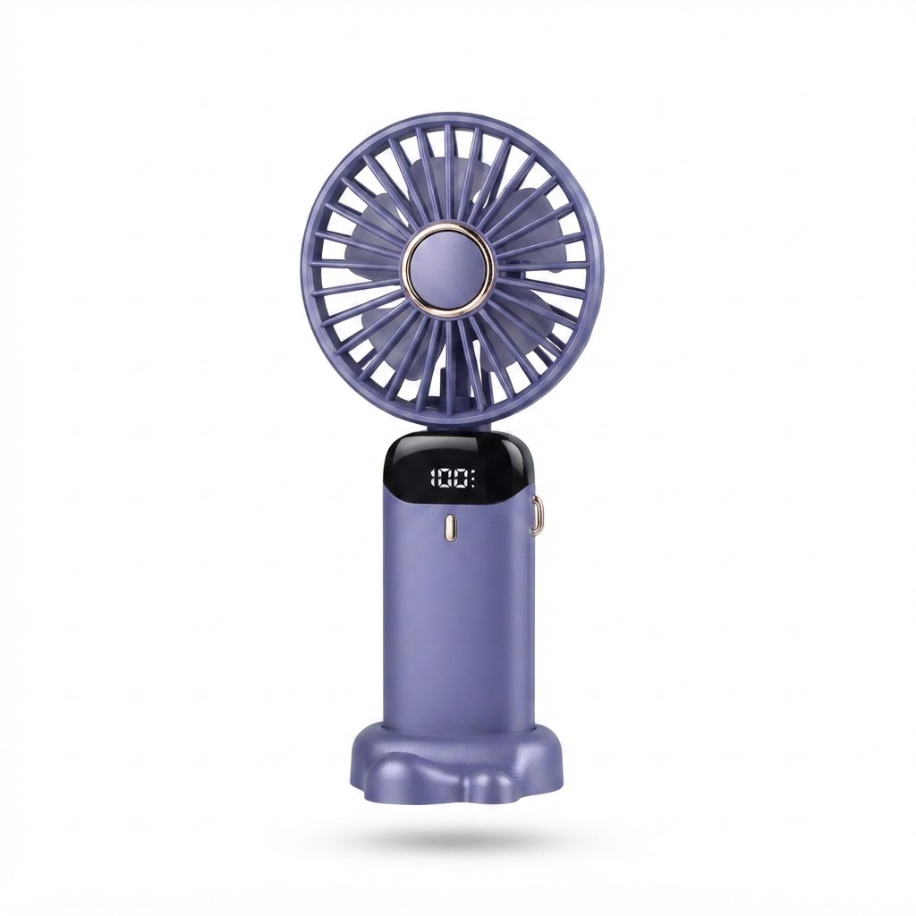 Portable Handheld Fan – 5000mAh Rechargeable Mini Fan, 90° Foldable, 5 Speeds, LED Digital Display, USB Personal Air Cooler 3