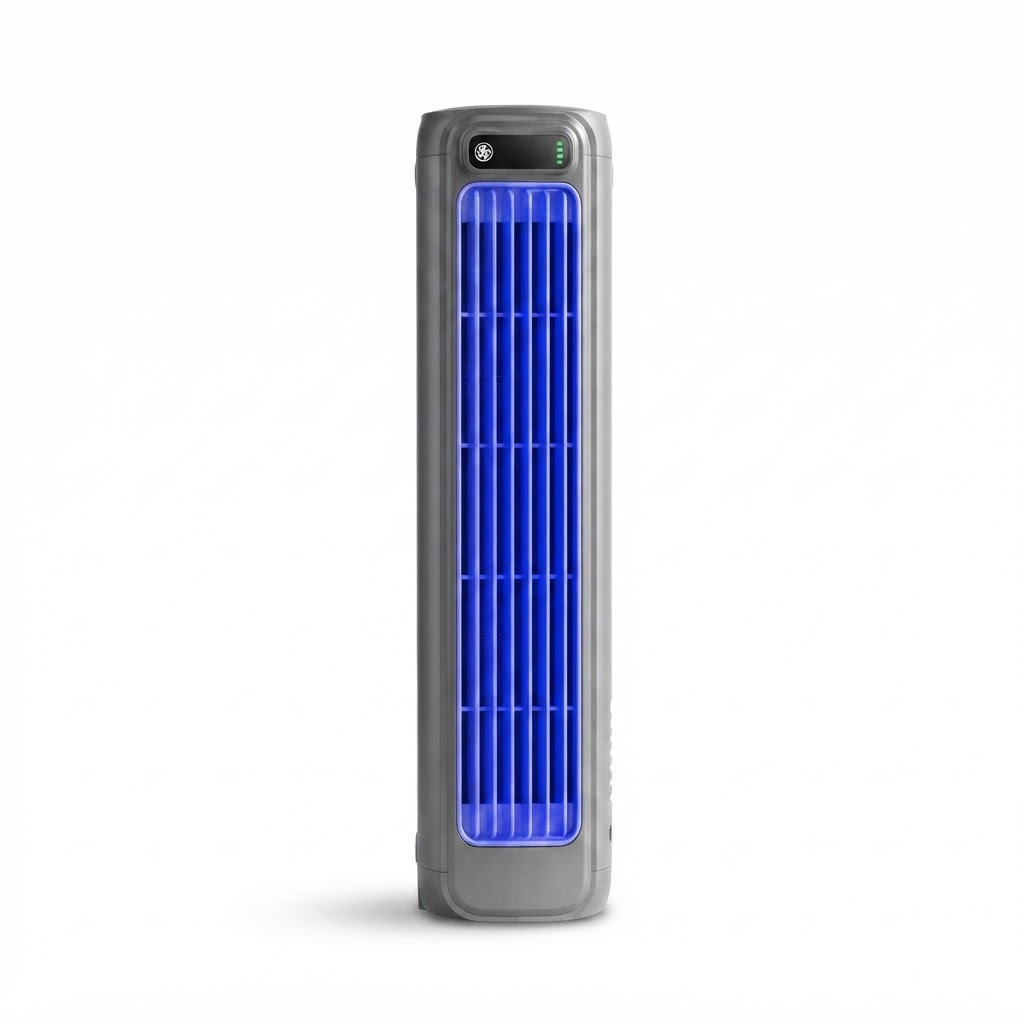 Portable Tower Fan – 2000mAh Quiet Bladeless Circulating Fan, Wall-Mount & Desktop Cooling Fan, 3 Speeds 0