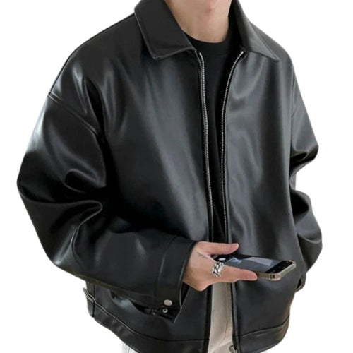 Calico | Men’s Streetwear Oversized Leather Bomber Jacket