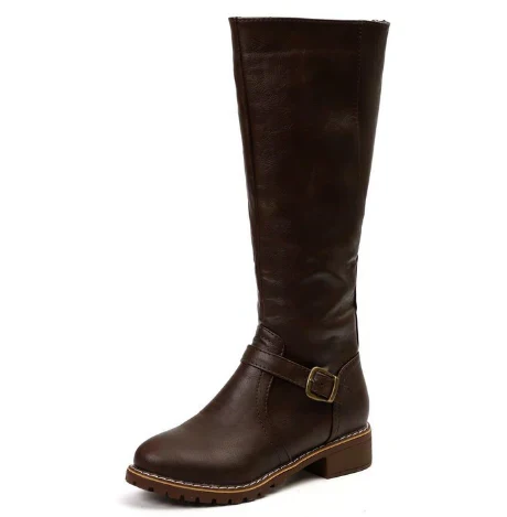 Bersh | Boots For Women | Knee High Flat Heel With Buckle Strap