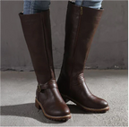 Bersh | Boots For Women | Knee High Flat Heel With Buckle Strap