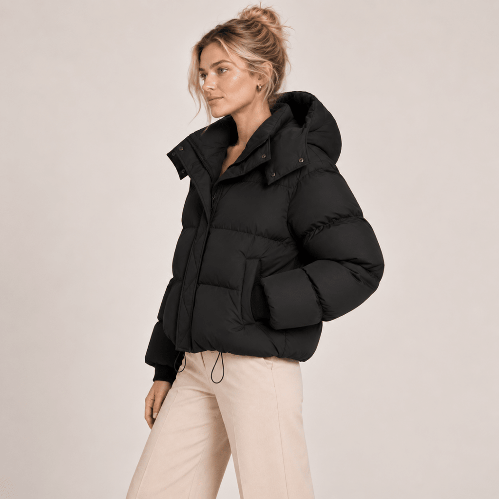 Quilted Puffer Jacket Women with Oversized Hood