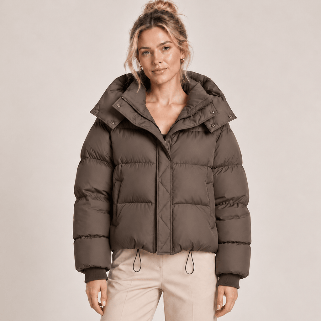 Quilted Puffer Jacket Women with Oversized Hood 4
