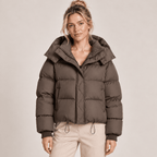 Quilted Puffer Jacket Women with Oversized Hood 4