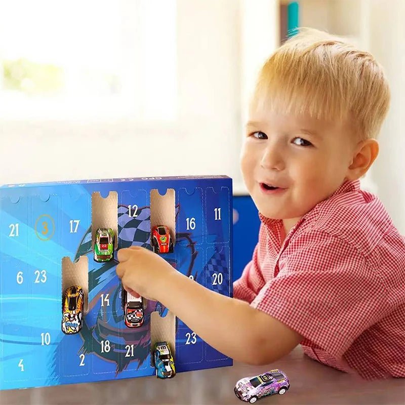Race Car Advent Calendar for Kids – 24 Mini Racing Cars & Trucks, Christmas Countdown, Ages 3+