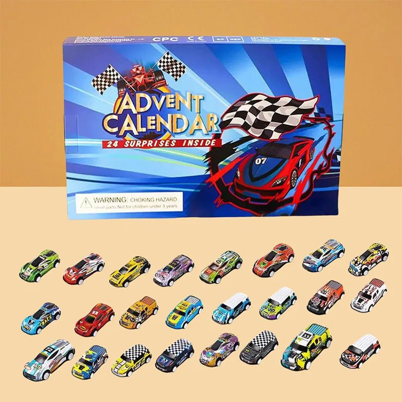 Race Car Advent Calendar for Kids – 24 Mini Racing Cars & Trucks, Christmas Countdown, Ages 3+
