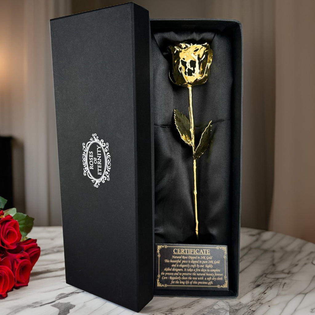 Real Rose Dipped In 24K Gold Preserved As A Timeless Gift Of Love Default