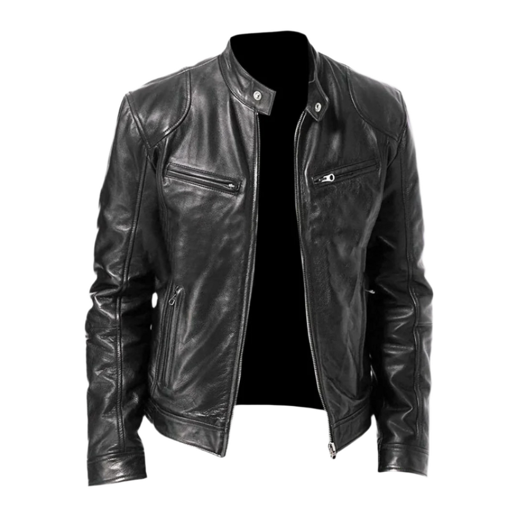 Hommes | Men’s Leather Jacket – Elegant & Durable Bomber in Modern, Comfortable Style Black