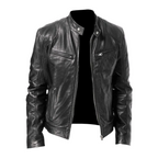 Hommes | Men’s Leather Jacket – Elegant & Durable Bomber in Modern, Comfortable Style Black
