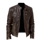 Hommes | Men’s Leather Jacket – Elegant & Durable Bomber in Modern, Comfortable Style Brown