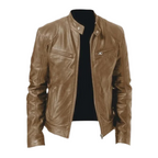 Hommes | Men’s Leather Jacket – Elegant & Durable Bomber in Modern, Comfortable Style Khaki