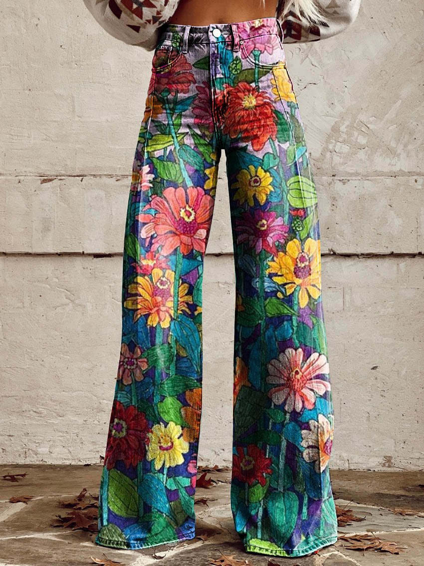 Woman's Casual Baggy Jeans | Long daisy